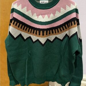 Green Patterned Women's Sweater